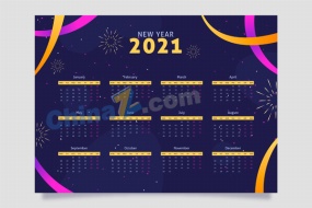 2021日历模板设计矢量图